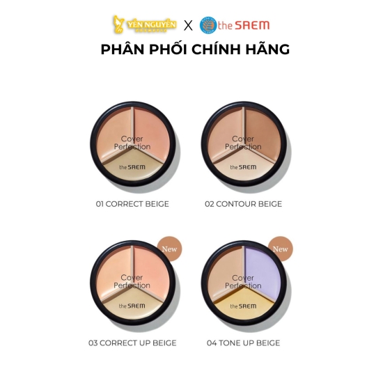 Kem Che Khuyết Điểm The Saem Cover Perfection Triple Pot Concealer