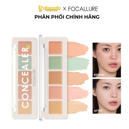 Bảng Triệt Sắc Che Khuyết Điểm 5 Ô FOCALLURE Color Concealer Palette | FA-172