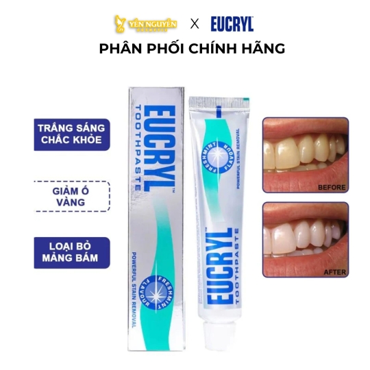 Kem Đánh Trắng Răng Hương Bạc Hà Thơm Mát Eucryl Toothpaste Freshmint 62g