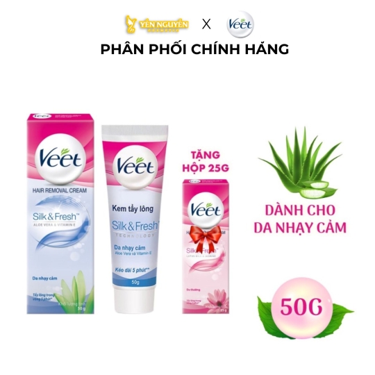 Set Kem Tẩy Lông Veet Da Nhạy Cảm 50g + Da Thường 25g