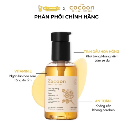  Dầu Tẩy Trang Tinh Dầu Hoa Hồng Chưng Cất The Cocoon Rose Cleansing Oil 140ml