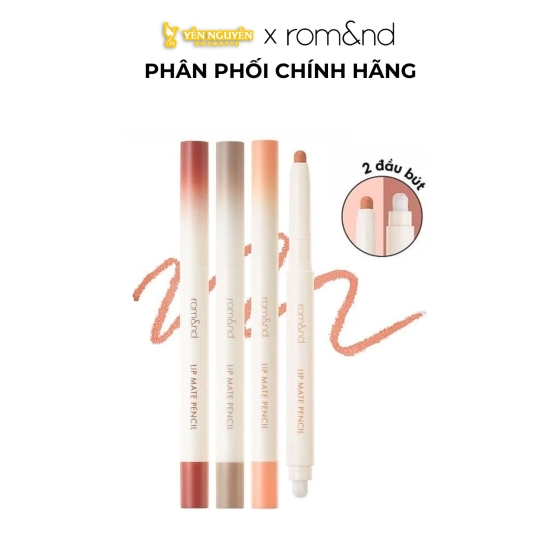 Chì Kẻ Viền Môi Nhung Lì, Lâu Trôi, Thiết Kế 2 Đầu Romand Lip Mate Pencil 0.5g