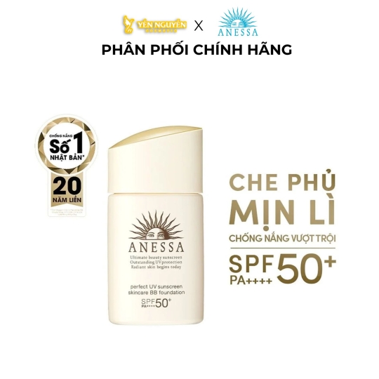 Kem Trang Điểm Chống Nắng Mỏng Nhẹ Anessa Perfect UV Sunscreen Skincare BB Foundation SPF50+/ PA++++ 25ml 