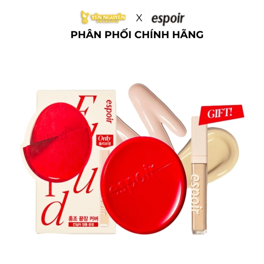 Set Kem Nền Espoir Be Velvet Fluid Foundation + Che Khuyết Điểm Taping Concealer Long Wear Irovy