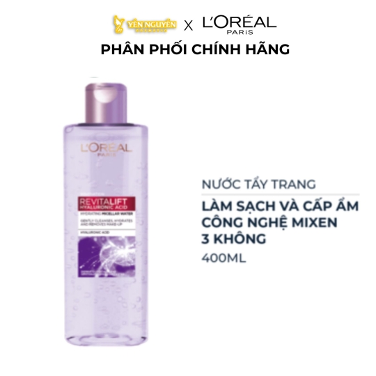 Nước Tẩy Trang L'Oreal Micellar Water Hyaluronic Acid 400ml