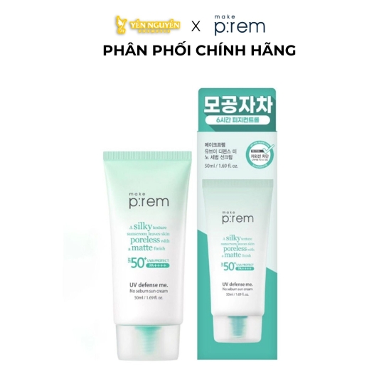 Kem Chống Nắng Make P:REM Vật Lý Kiềm Dầu Uv Defense Me No Sebum Sun Cream 50ml