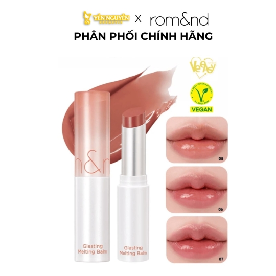 Son Dưỡng Dạng Thỏi Có Màu Thuần Chay Dưỡng Ẩm Mềm Môi Romand Glasting Melting Balm 3.5g