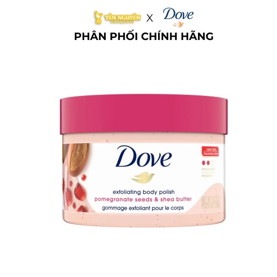 Tẩy Da Chết Cơ Thể Dove Scrub Pomegranate & Shea Butter 298gr - Lựu và Bơ Hạt Mỡ