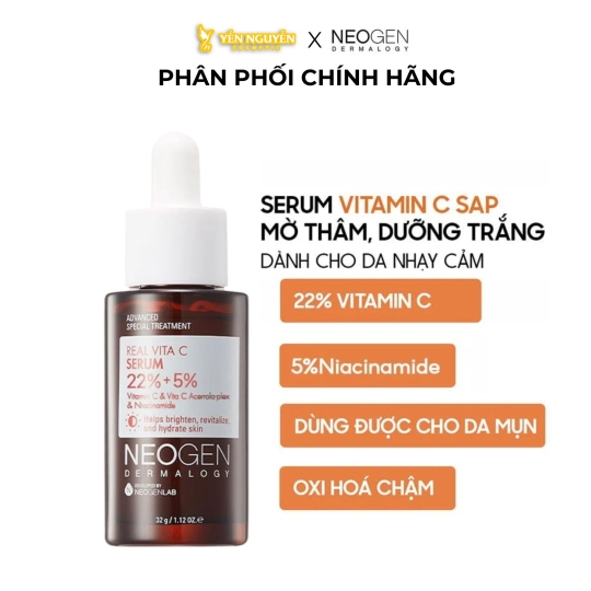 Tinh Chất Dưỡng Trắng, Mờ Thâm Neogen Real Vita C Serum 22% + 5% 