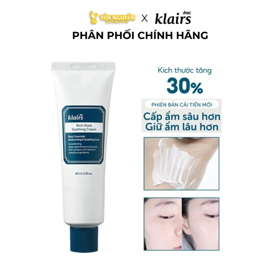 Kem Dưỡng Ẩm Klairs Cho Da Khô, Nhạy Cảm 80ml Rich Moist Soothing Cream